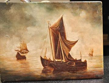 SCHILDERIJ OP HOUTEN PANEEL beschikbaar voor biedingen