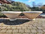 Set van 2 grote, ronde bloempotten in Franse steen, Tuin en Terras, Ophalen, Steen, Gebruikt, 40 cm of meer