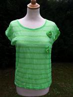 fijn fluo fel groen t-shirt + lovertjes - pailletten S-M, Kleding | Dames, Ophalen of Verzenden, Nieuw, Groen, Korte mouw