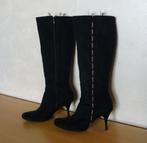Zwarte suedine laarzen met naaldhak en oudroze lint Maat 37, Vêtements | Femmes, Enlèvement ou Envoi