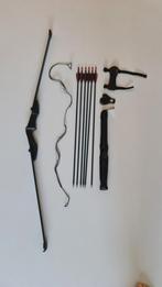 Pijl en boog met koker en beschermer, Sport en Fitness, Handboogschieten, Ophalen of Verzenden, Zo goed als nieuw, Longbow