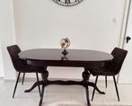 Bruin Hout tafel uitschuifbaar vintage stijl 100€, Maison & Meubles, Cerisier, Ovale, Enlèvement, Utilisé