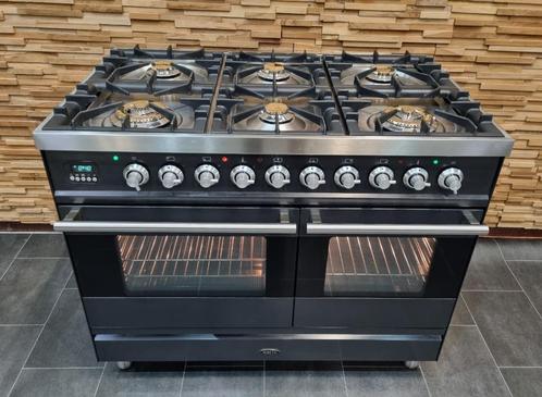 🔥Luxe Fornuis Boretti 100 cm antraciet + rvs 6 pit 2 ovens, Elektronische apparatuur, Fornuizen, Zo goed als nieuw, Vrijstaand