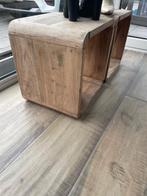 Houten  bijzettafel  vierkant 2 stuks, Enlèvement ou Envoi, Moins de 55 cm, Utilisé, Bois