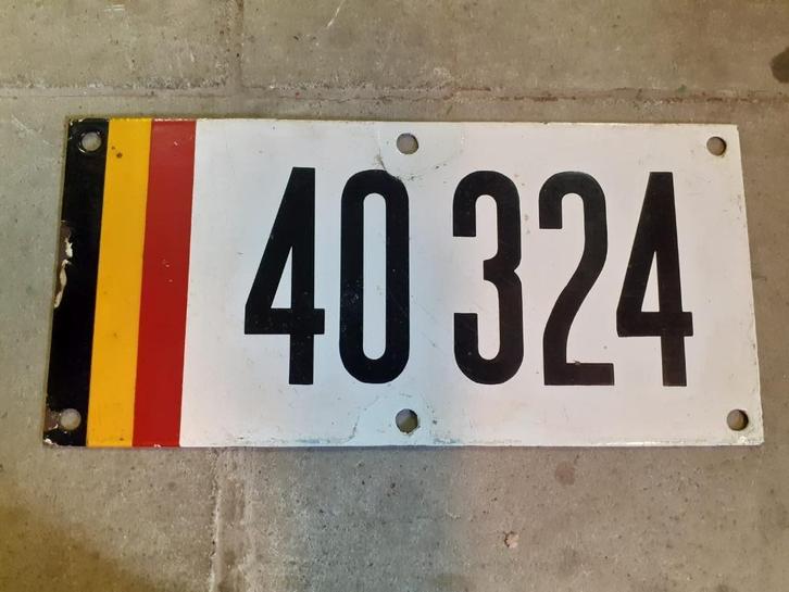 ABL, Belgisch Leger: oude emaille nummerplaat - zeldzaam, Verzamelen, Overige Verzamelen, Gebruikt, Ophalen of Verzenden