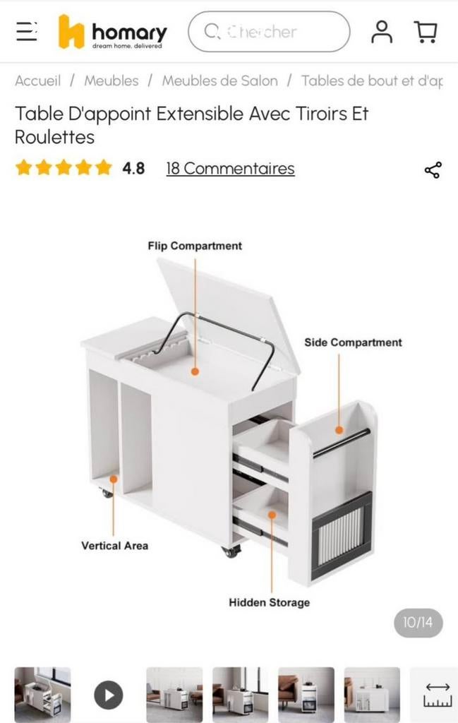 Multifunctionele houten bijzetkastje, wit, Huis en Inrichting, Ophalen, Nieuw