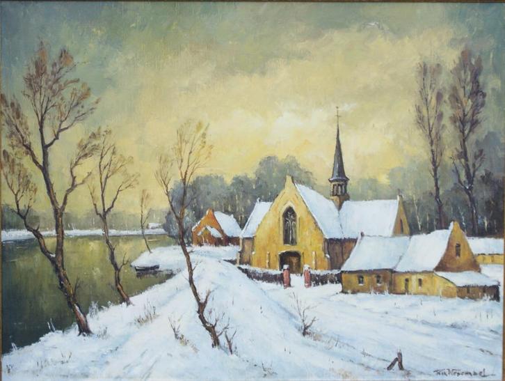 Rik Wesemael (1920-1998): Vlassenbroek (O/D, 95 x 75 cm), Antiek en Kunst, Kunst | Schilderijen | Klassiek, Ophalen of Verzenden