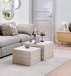 Travertin salontafel 2 stuks 58x58/50x50, Ophalen, Zo goed als nieuw