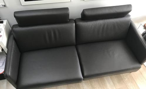 Sofa leder zwart, Huis en Inrichting, Zetels | Zetels en Chaises Longues, Gebruikt, Driepersoons, 150 tot 200 cm, 75 tot 100 cm