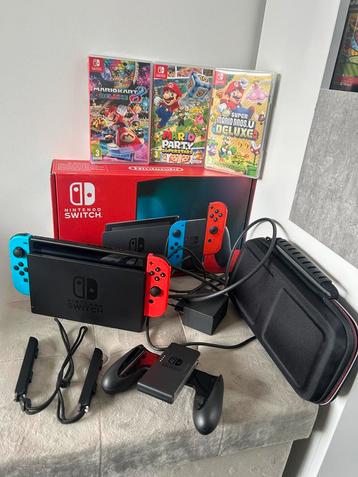 Nintendo Switch + 3 spelletjes + Travelcase beschikbaar voor biedingen