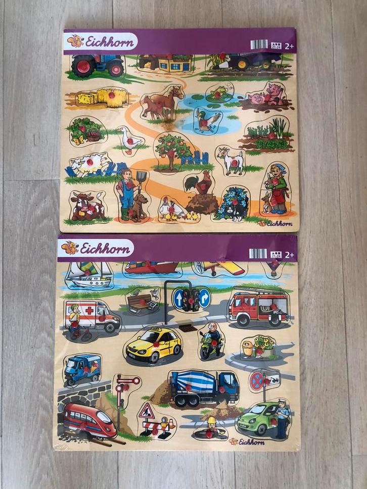 2 Kinderpuzzel hout en 5 boeken., Kinderen en Baby's, Speelgoed | Kinderpuzzels, Zo goed als nieuw, Ophalen
