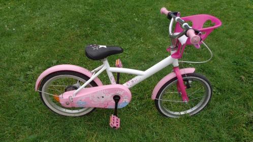 roze fiets met poppenzitje 16 inch, Vélos & Vélomoteurs, Vélos | Filles, Comme neuf, 16 pouces, Frein à main, Enlèvement