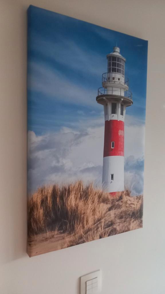 Canvas kader “Vuurtoren van Nieuwpoort” – 68 x 43 cm, Huis en Inrichting, Woonaccessoires | Schilderijen, Tekeningen en Foto's