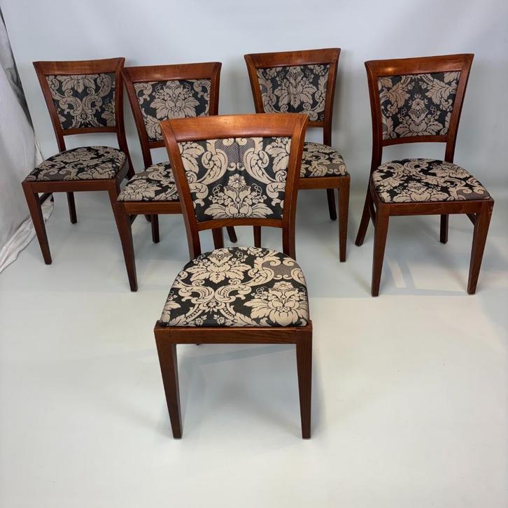 Rovi design stoelen, Huis en Inrichting, Stoelen, Gebruikt, Vijf, Zes of meer stoelen, Hout, Stof, Overige kleuren, Ophalen of Verzenden