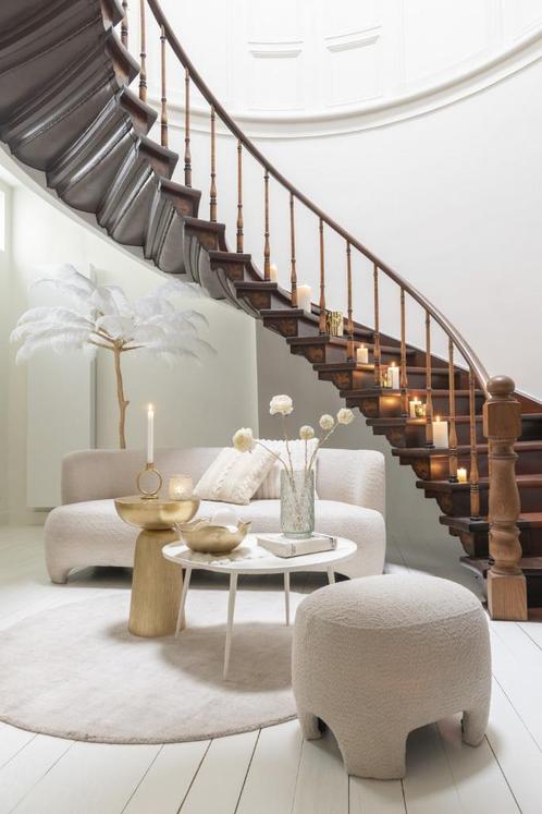 Tapijt Laagpollig Rond Handgemaakt Beige - diam. 150 cm, Huis en Inrichting, Stoffering | Tapijten en Vloerkleden, Nieuw, 100 tot 150 cm