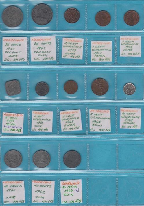 NEDERLAND - WILHELMINA - LOT MUNTEN (13 stuks), Postzegels en Munten, Munten | Nederland, Setje, 1 cent, Koningin Wilhelmina, Ophalen of Verzenden
