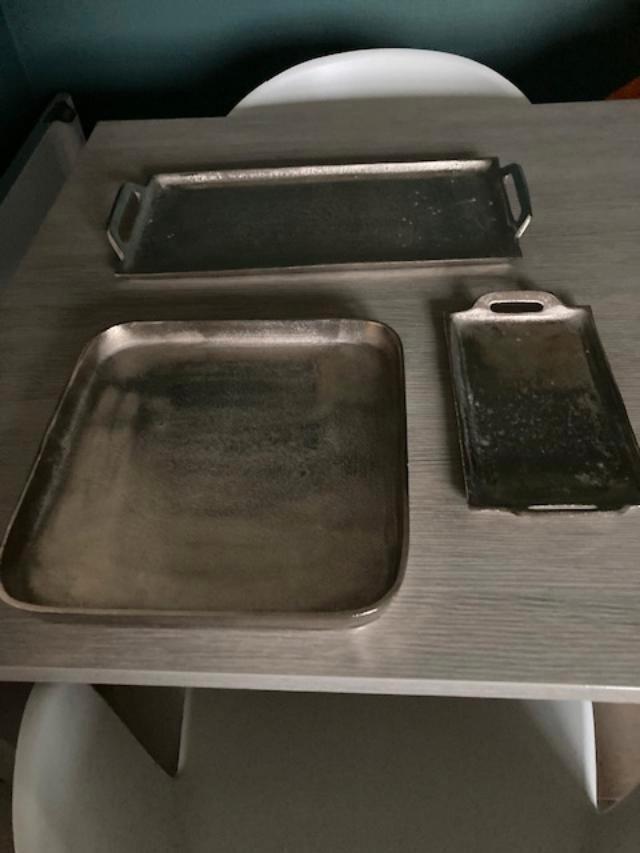 3 ijzeren schalen zilver kleurig 1 maal gebr kan per stuk, Divers, Lots de brocante, Comme neuf, Enlèvement