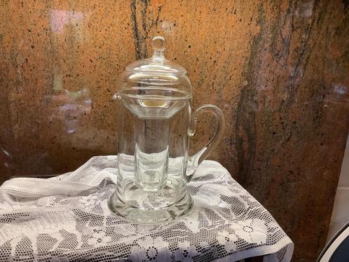 Prachtige zware glazen schenkkan+ reservoir vr ijsblokjes…, Antiek en Kunst, Antiek | Glaswerk en Kristal, Ophalen of Verzenden