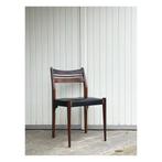 Vintage set (4) eetkamerstoelen met skailederen bekleding, Huis en Inrichting, Ophalen, Eén