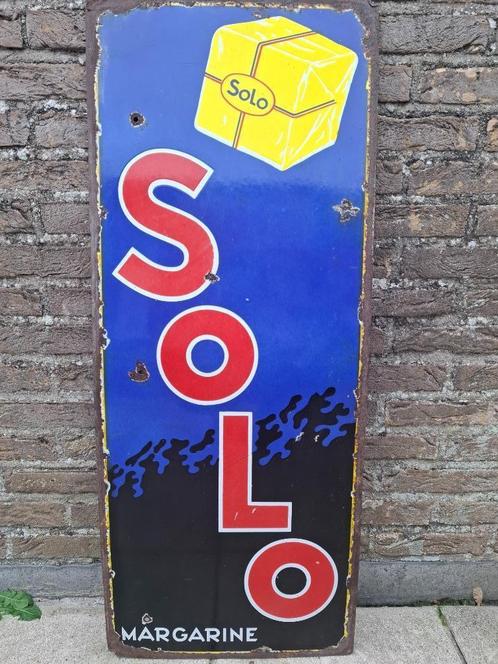 Oud emaillebord Solo Margarine (Emaillerie Belge), Verzamelen, Merken en Reclamevoorwerpen, Zo goed als nieuw, Reclamebord, Ophalen of Verzenden