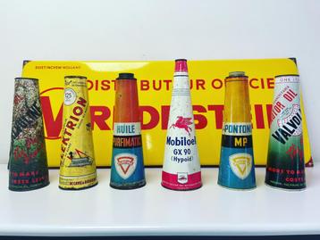 Diverse Conische olie blikken, Verzamelen, Merken en Reclamevoorwerpen, Ophalen of Verzenden, Gebruikt, Reclamebord