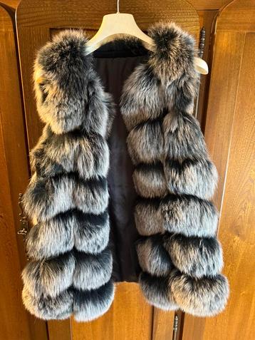 Très joli gilet en fourrure de renard, Enlèvement, Comme neuf, Taille 42/44 (L), Noir
