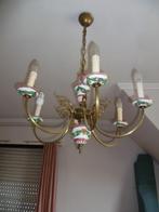 OUDE KOPEREN LUSTER MET PORCELEIN, Ophalen