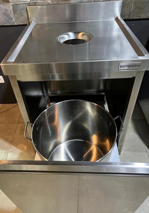 Vuilnisbak met rolcontainer met achterwand -50L, Huis en Inrichting, Woonaccessoires | Prullenbakken, Zo goed als nieuw, Inox