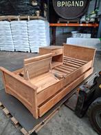 1 persoonsbed + uitschuifbaar bed + nachtkast + hangplank, Ophalen, Eenpersoons, Bruin, 210 cm