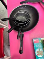 wok + 3 pannen, Huis en Inrichting, Keuken | Potten en Pannen, Ophalen, Gebruikt, Wok