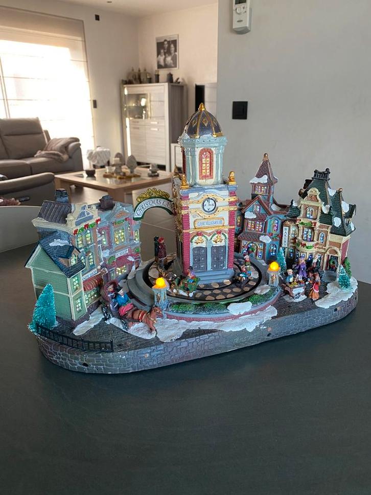 LUMINEO LED kerstdorp met muziek (incl. adapter), Diversen, Kerst, Gebruikt, Ophalen