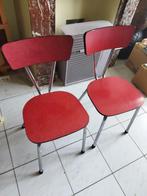 Lot de deux chaises de cuisine formica rouge - années 50-60, Autres matériaux, Enlèvement, Utilisé, Rouge