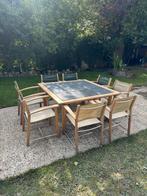 Gloster tuinset  teakhout met hardstenen tafelblad 8 stoelen, Tuin en Terras, Ophalen, Teakhout, Tuinset