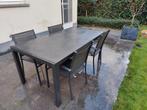 Tuintafel (Rivera) + 4 stoelen (Lazise) donkergrijs, Ophalen, Gebruikt