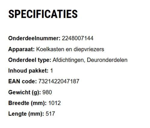 Nieuwe niet gebruikte afdichting voor koelkast - wisselstuk, Huis en Inrichting, Keuken | Keukenbenodigdheden, Nieuw, Ophalen of Verzenden