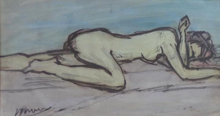 JOZEF (JOS) MOUS / NAAKTE VROUW / ORIGINEEL WERK / 66x110cm, Antiquités & Art, Art | Peinture | Moderne, Enlèvement