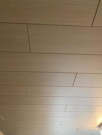 +/- 60m² plafondpanelen licht eiken