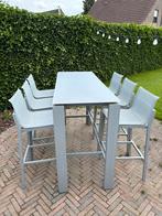 Hoge tafel met 6 hoge krukjes ( T&T design), Tuin en Terras, Ophalen, Gebruikt, 6 zitplaatsen, Aluminium