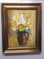 Olieverf op doek  vaas met bloemen gesigneerd 1992, Antiek en Kunst, Ophalen of Verzenden