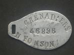 Grenadiers belges d'avant 1914 plaque matriculée nominative, Collections, Objets militaires | Général, Emblème ou Badge, Armée de terre