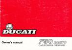 Ducati 750 Paso California-Version Owners-Manual 1988., Motos, Modes d'emploi & Notices d'utilisation, Ducati