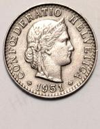 Zwitserse munt 20 rappen 1951, Ophalen of Verzenden, Overige landen, Losse munt