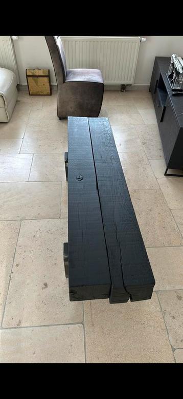 Salontafel balken en marmer tafel blad 120cm beschikbaar voor biedingen