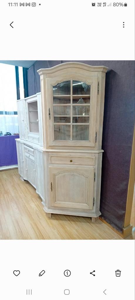 2-delige wandhoekkast van natuurlijk hout, Huis en Inrichting, Kasten | Buffetkasten, Zo goed als nieuw, Ophalen