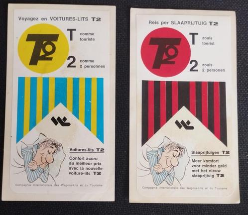2 Stickers 1fr./1ndls jaren 70 Wagons-Lits type T2, Verzamelen, Stickers, Gebruikt, Bedrijf of Vereniging, Verzenden