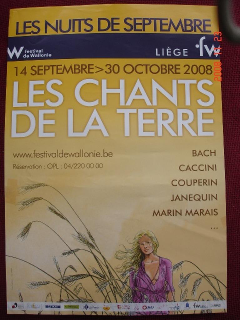 Servais - affiche les chants de la terre - 60x40 - 2008, Verzamelen, Posters, Gebruikt, Overige onderwerpen, A1 t/m A3, Rechthoekig Staand