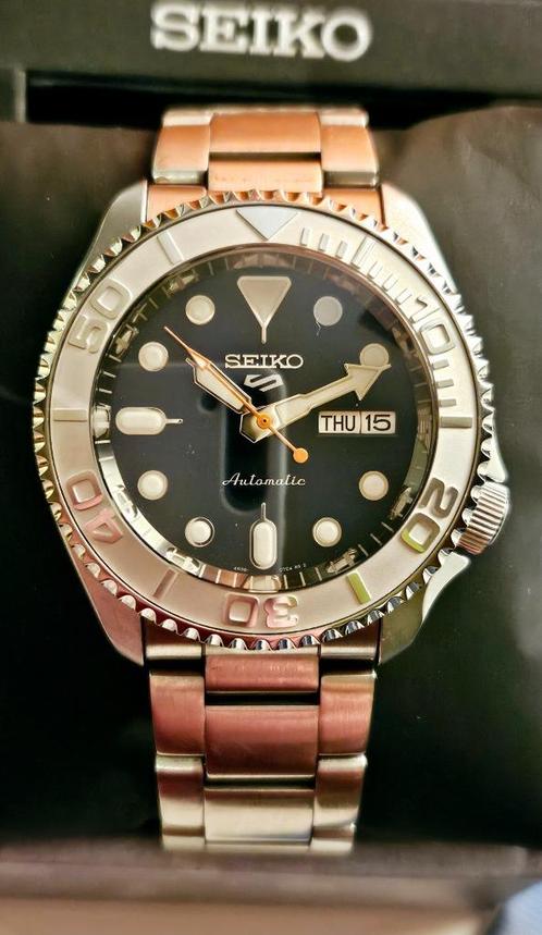 Seiko 5 Sports SRPD53K1 Mod Yachtmaster, Handtassen en Accessoires, Horloges | Heren, Zo goed als nieuw, Polshorloge, Seiko, Staal