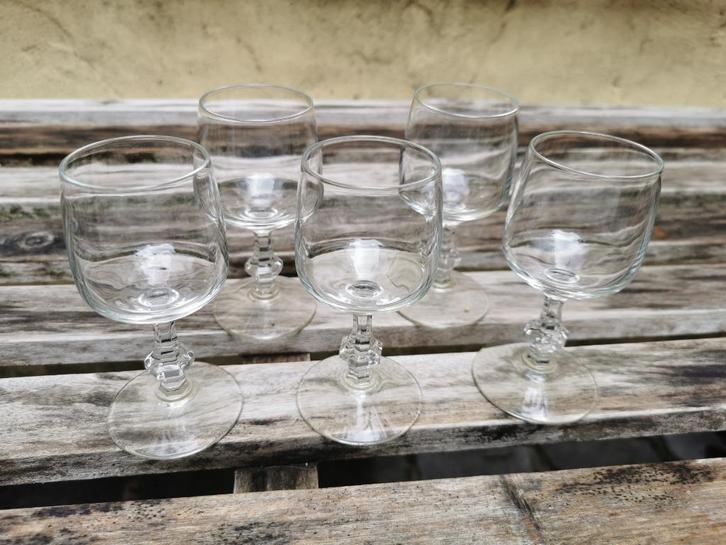 5 borrelglaasjes voor jenever, advocaat, eau de vie., Antiek en Kunst, Antiek | Glaswerk en Kristal, Ophalen of Verzenden
