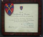 Certificat service 21st Army Group attribué à un Belge 1946, Collections, Emblème ou Badge, Armée de terre, Envoi