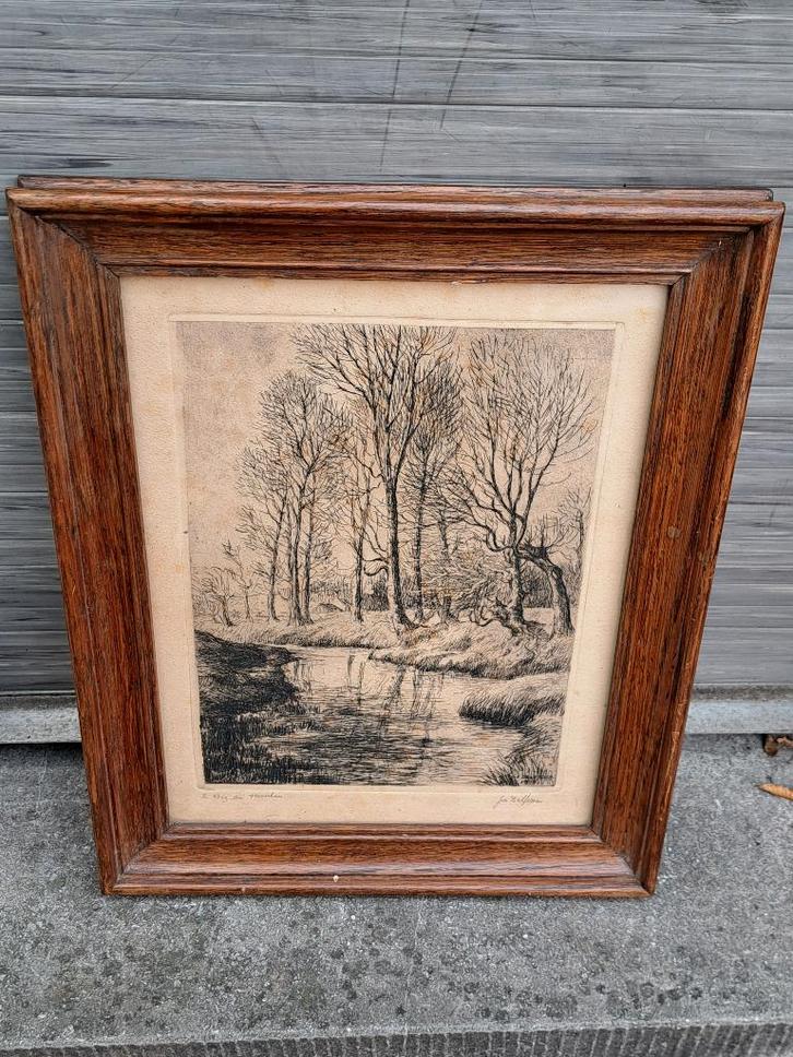 Eau forte signe jos delfosse, Antiek en Kunst, Kunst | Etsen en Gravures, Ophalen of Verzenden